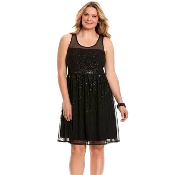 Lane Bryant sequin illusion mesh overlay chiffon dress womens 22 prom hoco event - Picture 1 of 8